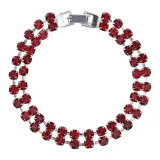 Браслет со стразами, 8мм, цвет красный UF077-R