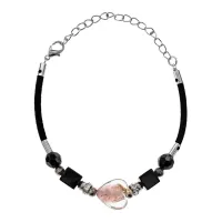 Браслет Сердце со стеклянными бусинами UF081