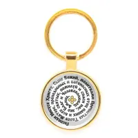 Круглый брелок, цвет золото, Молитва Иисусу Христу о спасении C1214019
