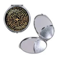 Круглое складное зеркало, цвет серебро, Молитва Отче наш C1220016