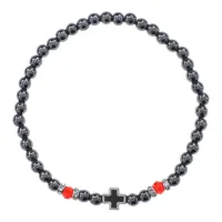 Православный браслет с крестом, гематит BS902