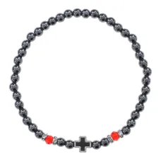 Православный браслет с крестом, гематит BS902