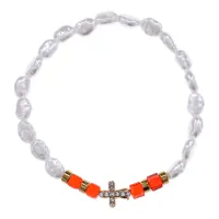 Православный браслет с крестом в ассортименте, иск.жемчуг BS903