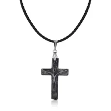 Православный крест из гематита на шнуре, 3х1,5см KR007