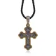 Православный крест с родиевым покрытием на гайтане, 6х4см KR008