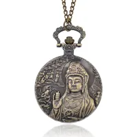 Открывающиеся часы - кулон с цепочкой Гуаньинь WA089