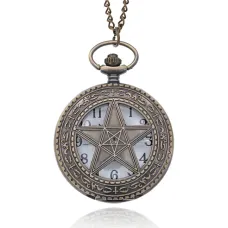 Открывающиеся часы - кулон с цепочкой Пентаграмма WA093