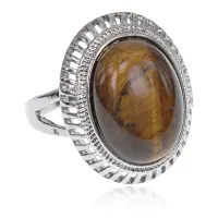 Кольцо с камнем Тигровый глаз, размер 8 KL178