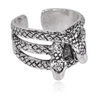 Безразмерное кольцо Две змеи, цвет серебряный KL185