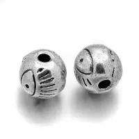 Бусина металлическая d.6мм, отверстие 1мм, цвет серебр. FBM2007-S
