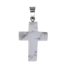 Крест из натурального камня Кахолонг 26х18х6мм KR008-02