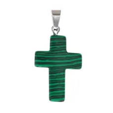 Крест из синтетического камня Малахит 26х18х6мм KR008-04