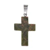 Крест из натурального камня Унакит 26х18х6мм KR008-07