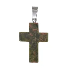 Крест из натурального камня Унакит 26х18х6мм KR008-07