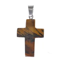 Крест из натурального камня Тигровый глаз 26х18х6мм KR008-09