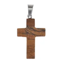 Крест из натурального камня Песочная яшма 26х18х6мм KR008-10