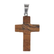 Крест из натурального камня Песочная яшма 26х18х6мм KR008-10