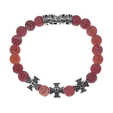 Браслет с молитвой Св. Пантелеймону, Африканский агат BSH-18-04