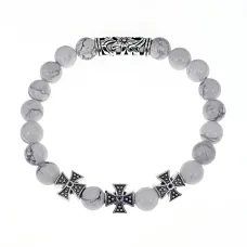 Браслет с молитвой Иисусу Христу за маму, Кахолонг BSH-18-07