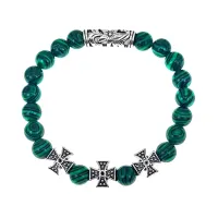Браслет с молитвой Господу Богу за семью, Малахит BSH-18-12