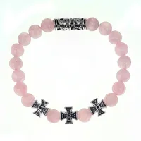 Браслет с молитвой Св. блж. Ксении Петербургской о замужестве, Розовый кварц BSH-18-15