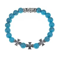 Браслет с молитвой Пресвятой Богородице, Бирюза BSHE-18-05
