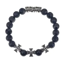 Браслет с молитвой Св. прп. Серафиму Саровскому о защите, Лабрадор BSHE-18-08