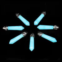 Светящийся кулон-маятник из нефрита, 33х9мм, цвет синий LGK006-02