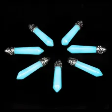 Светящийся кулон-маятник из нефрита, 33х9мм, цвет синий LGK006-02