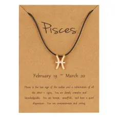 Браслет на черной нити Знаки Зодиака - Рыбы BS492-12