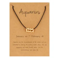 Браслет на черной нити Знаки Зодиака - Водолей BS492-11