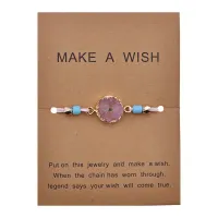 Плетеный браслет с друзами, цвет розовый BS496-02