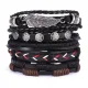 Набор кожаных браслетов, цвет черный BSN027