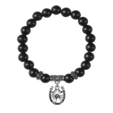 Браслет Подкова и клевер (счастье и удача), Шунгит BSP-15-P001