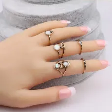 Набор из 5 колец, цвет золотой KLN039