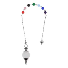 Маятник для биолокации 7 чакр, 27 см, горный хрусталь BLK039-01