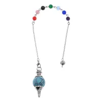 Маятник для биолокации 7 чакр, 27 см, бирюза BLK039-02