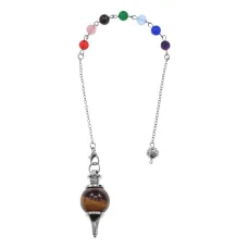 Маятник для биолокации 7 чакр, 27 см, тигровый глаз BLK039-04