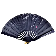 Веер Ветвь, ткань + пластик, 23х42см, цвет чёрный VR018-01