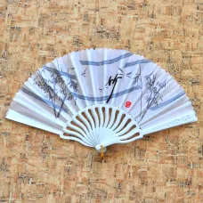 Веер Бамбук, ткань + пластик, 23х42см, цвет чёрный VR018-02