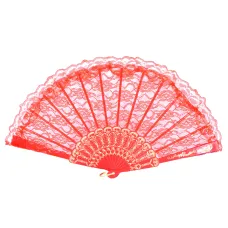 Веер, ткань + пластик, 23х42см, цвет синий VR020-04