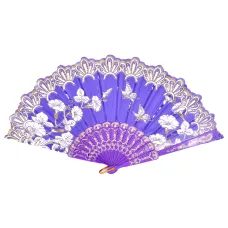 Веер Цветы, пластик+ткань, 23х42см, цвет фиолетовый VR021-05