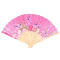 Веер Цветы, светлое дерево, 21x38см, цвет розовый VR022-02