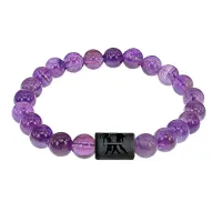Браслет Близнецы (Шунгит) с нат.камнем Аметист 8мм BSZ06-03