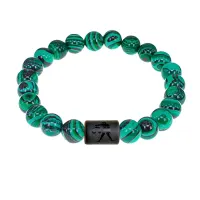 Браслет Весы (Шунгит) с синт.камнем Малахит 8мм BSZ06-07