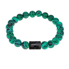 Браслет Козерог с синтетическим камнем Малахит 8мм BSZ06-10