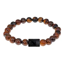 Браслет Лев (Шунгит) с нат.камнем Тигровый глаз 8мм BSZ06-17