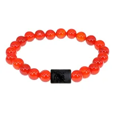 Браслет Лев (Шунгит) с нат.камнем Сердолик 8мм BSZE06-05