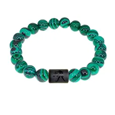 Браслет Весы (Шунгит) с синт.камнем Малахит 8мм BSZE06-07