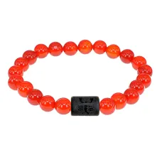 Браслет Скорпион (Шунгит) с нат.камнем Сердолик 8мм BSZE06-08